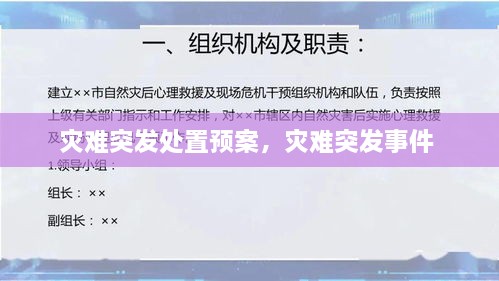 災(zāi)難突發(fā)處置預(yù)案，災(zāi)難突發(fā)事件 