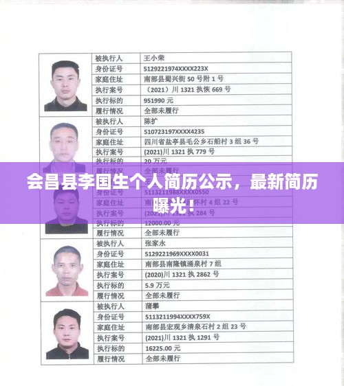 會昌縣李國生個人簡歷公示，最新簡歷曝光！