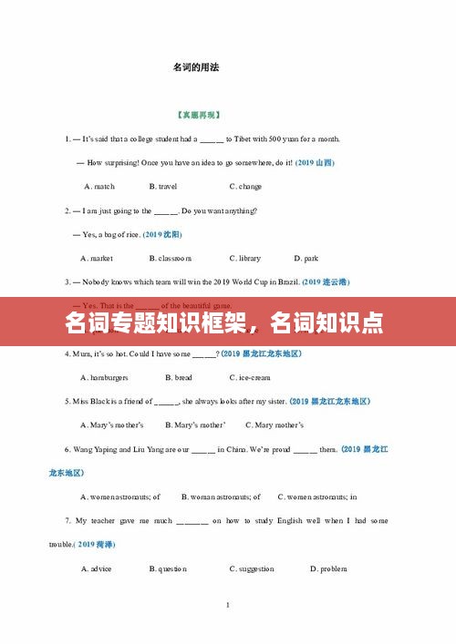 名詞專題知識(shí)框架，名詞知識(shí)點(diǎn) 