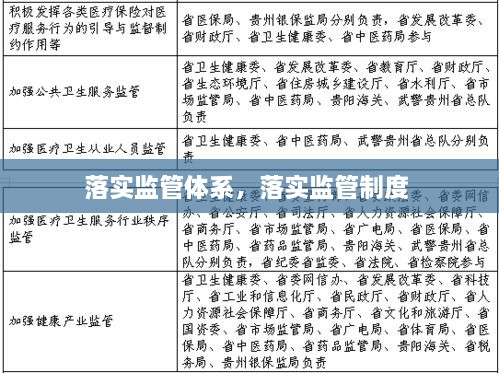 落實監(jiān)管體系，落實監(jiān)管制度 