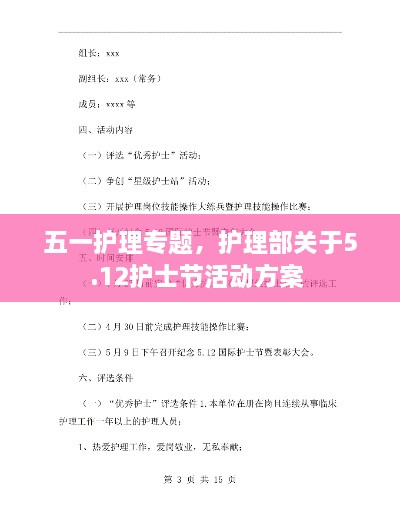 五一護理專題，護理部關于5.12護士節(jié)活動方案 