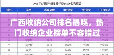 廣西收納公司排名揭曉，熱門收納企業(yè)榜單不容錯過！