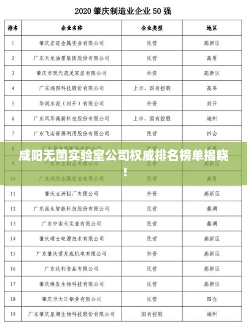 咸陽無菌實(shí)驗(yàn)室公司權(quán)威排名榜單揭曉！