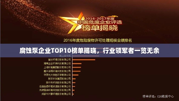 腐蝕泵企業(yè)TOP10榜單揭曉，行業(yè)領軍者一覽無余