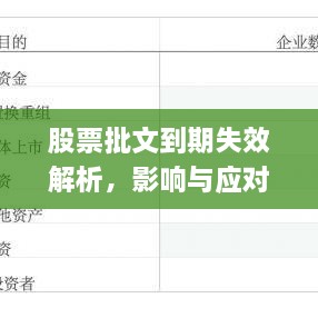 股票批文到期失效解析，影響與應(yīng)對(duì)策略