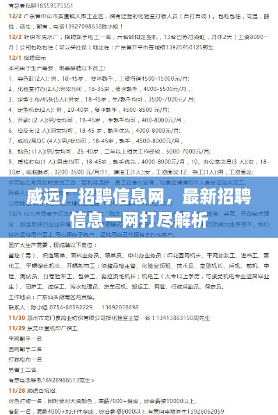 威遠廠招聘信息網，最新招聘信息一網打盡解析