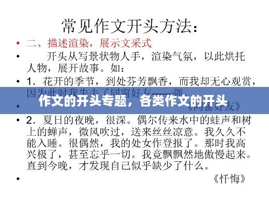作文的開頭專題，各類作文的開頭 