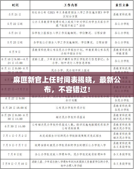 麻匪新官上任時間表揭曉，最新公布，不容錯過！