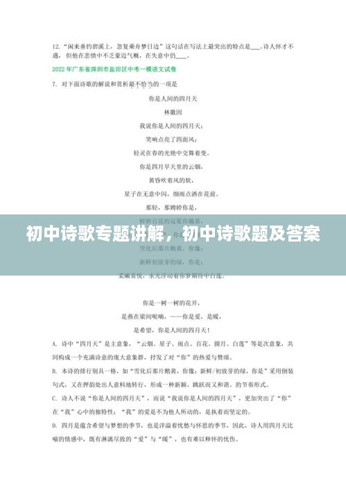 初中詩歌專題講解，初中詩歌題及答案 